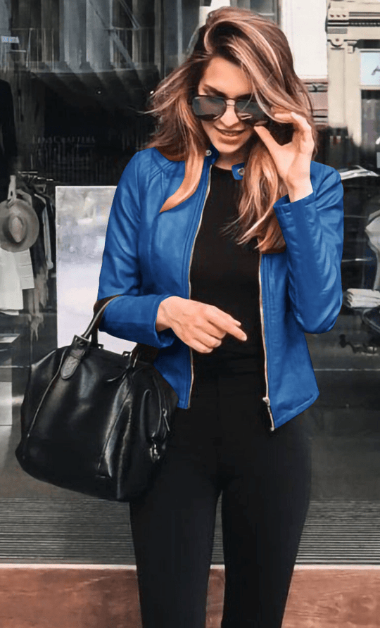 R&B | Jacke Damen Slim Fit Lederjacke Damen Perfekt für Den Herbst Trendy & Lässig
