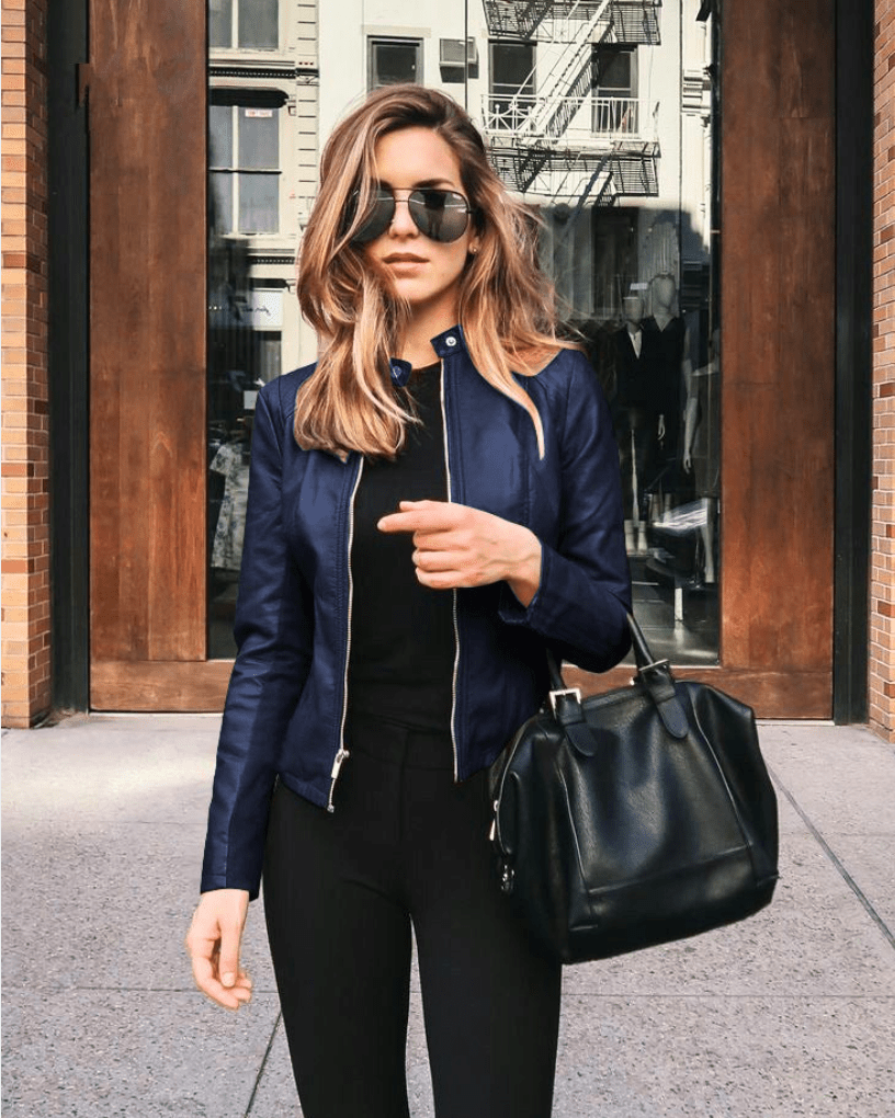 R&B | Jacke Damen Slim Fit Lederjacke Damen Perfekt für Den Herbst Trendy & Lässig