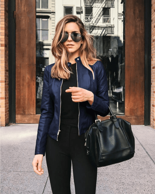 R&B | Jacke Damen Slim Fit Lederjacke Damen Perfekt für Den Herbst Trendy & Lässig