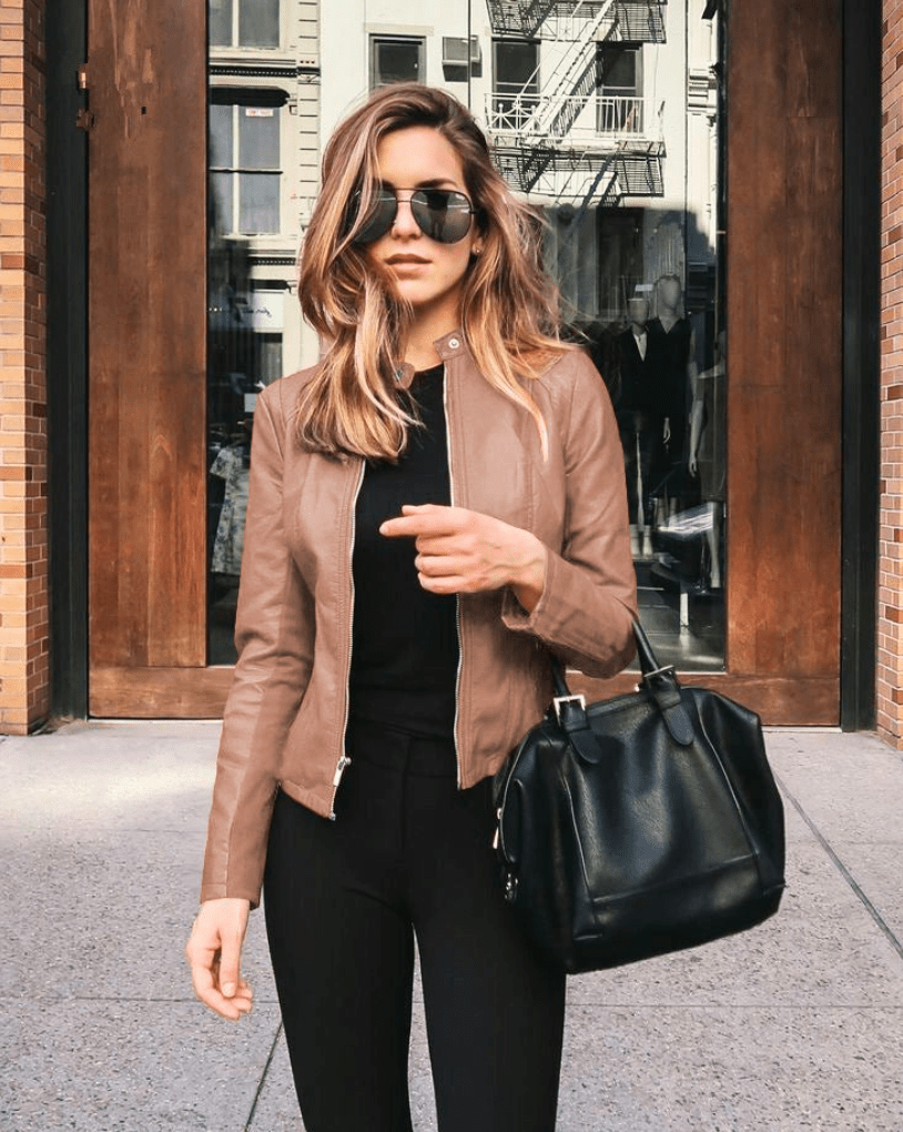 R&B | Jacke Damen Slim Fit Lederjacke Damen Perfekt für Den Herbst Trendy & Lässig