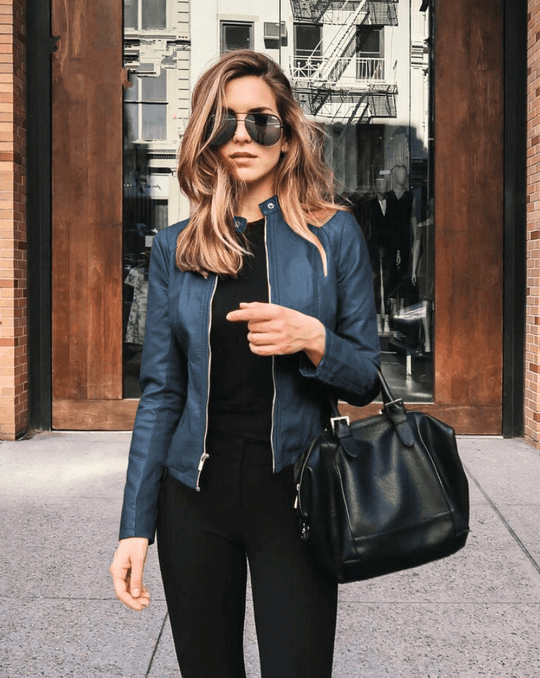 R&B | Jacke Damen Slim Fit Lederjacke Damen Perfekt für Den Herbst Trendy & Lässig
