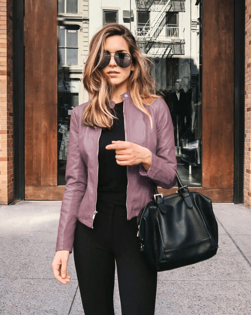 R&B | Jacke Damen Slim Fit Lederjacke Damen Perfekt für Den Herbst Trendy & Lässig