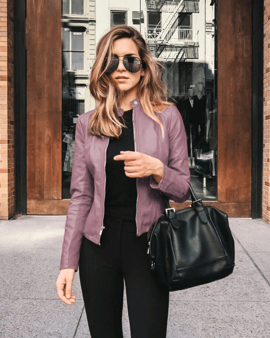 R&B | Jacke Damen Slim Fit Lederjacke Damen Perfekt für Den Herbst Trendy & Lässig