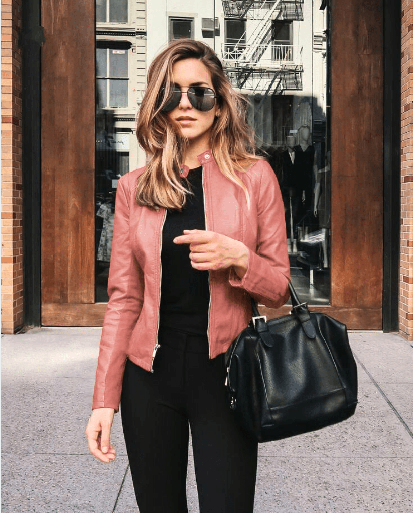 R&B | Jacke Damen Slim Fit Lederjacke Damen Perfekt für Den Herbst Trendy & Lässig