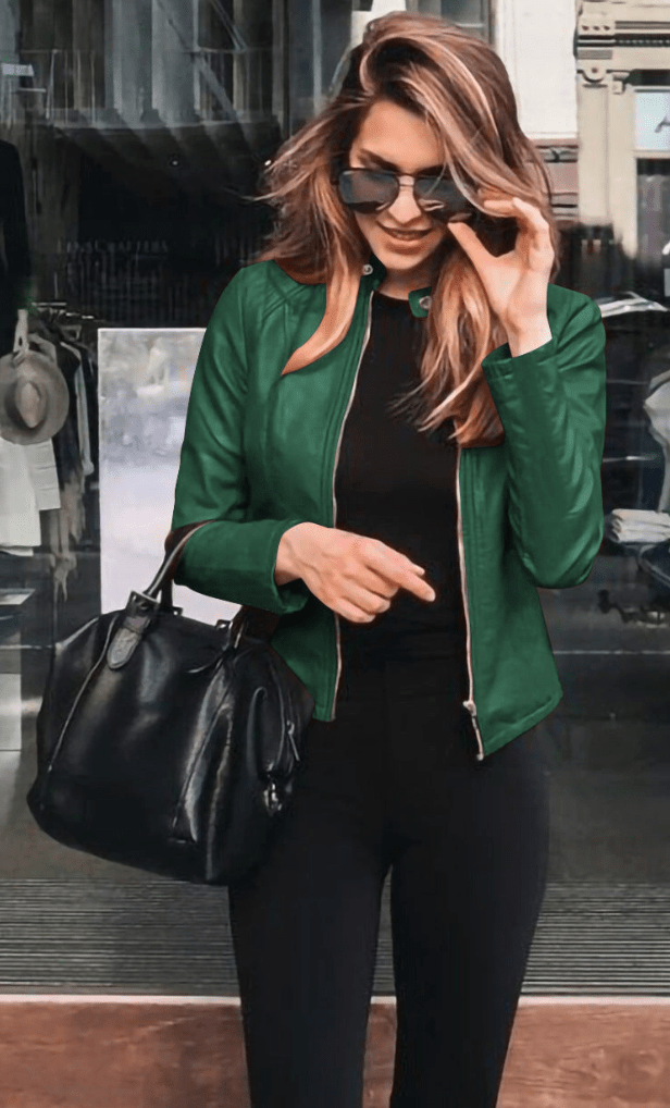 R&B | Jacke Damen Slim Fit Lederjacke Damen Perfekt für Den Herbst Trendy & Lässig