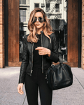 R&B | Jacke Damen Slim Fit Lederjacke Damen Perfekt für Den Herbst Trendy & Lässig