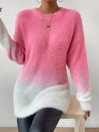 R&B | Graduierter Farbcrewneck Fuzzy Pullover