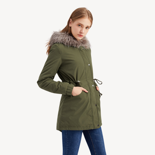 R&B | Damen Kunstfell Kapuzenparka Jacke