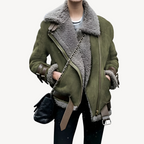 R&B | Lammfell Gefütterte Bikerjacke für Damen