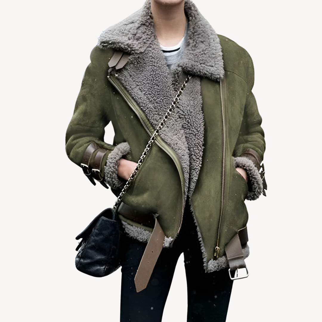 R&B | Lammfell Gefütterte Bikerjacke für Damen