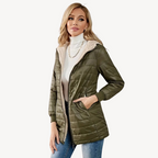 R&B | Damen Kunstpelz Futter Gesteppte Kapuzenjacke