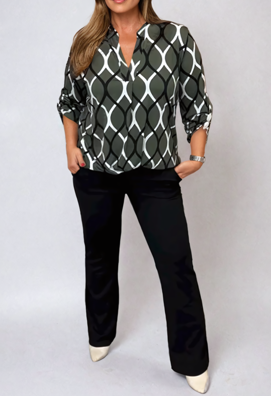 R&B | Elegante Bluse mit Grafischem Muster Leicht und Stilvoll Perfekt für Den Alltag