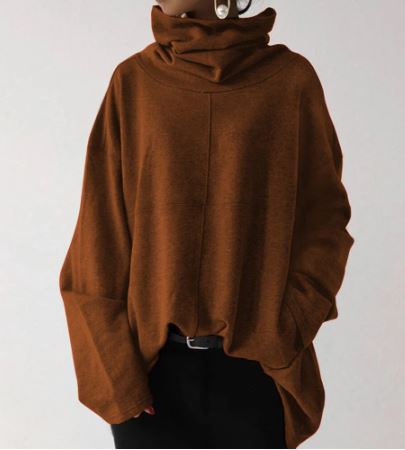R&B | Damen Langarm-Turtleneck-Sweatshirt mit Taschen