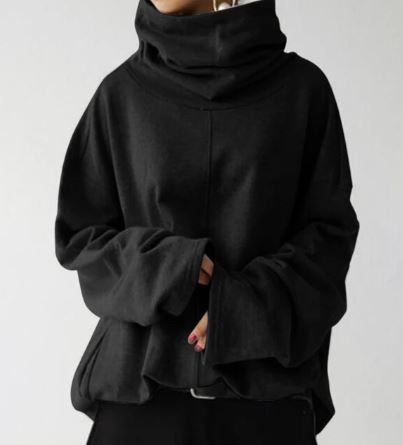 R&B | Damen Langarm-Turtleneck-Sweatshirt mit Taschen