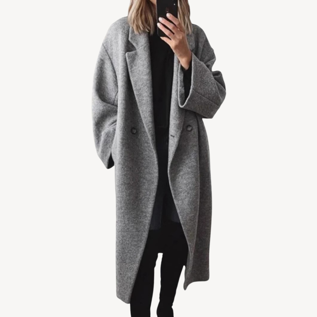 R&B | Damen Wollmischung Doppelreiher Mantel