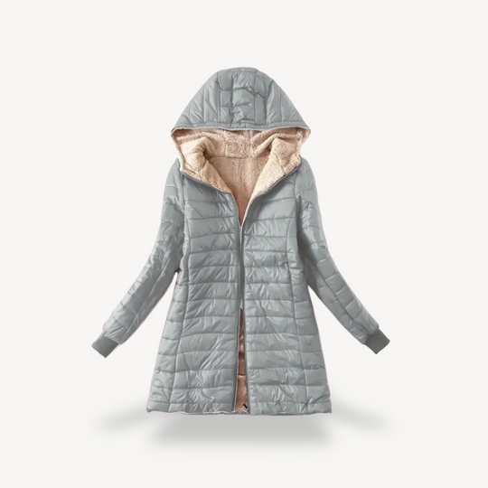 R&B | Damen Kapuzen-Puffermantel mit Sherpa-Futter