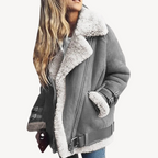 R&B | Lammfell Gefütterte Bikerjacke für Damen