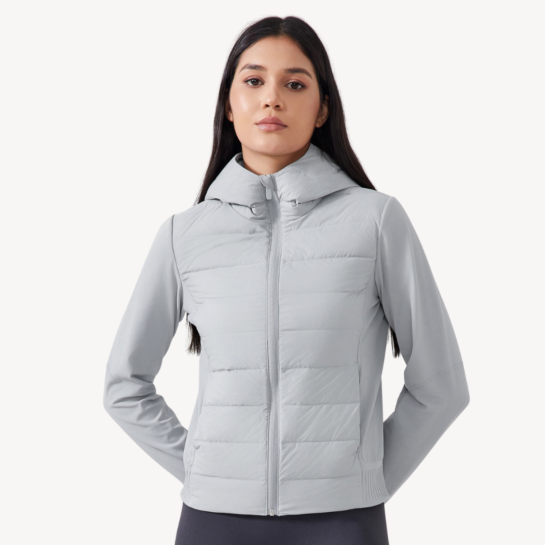 R&B | Damen Hybrid Puffermantel Hoodie Jacke