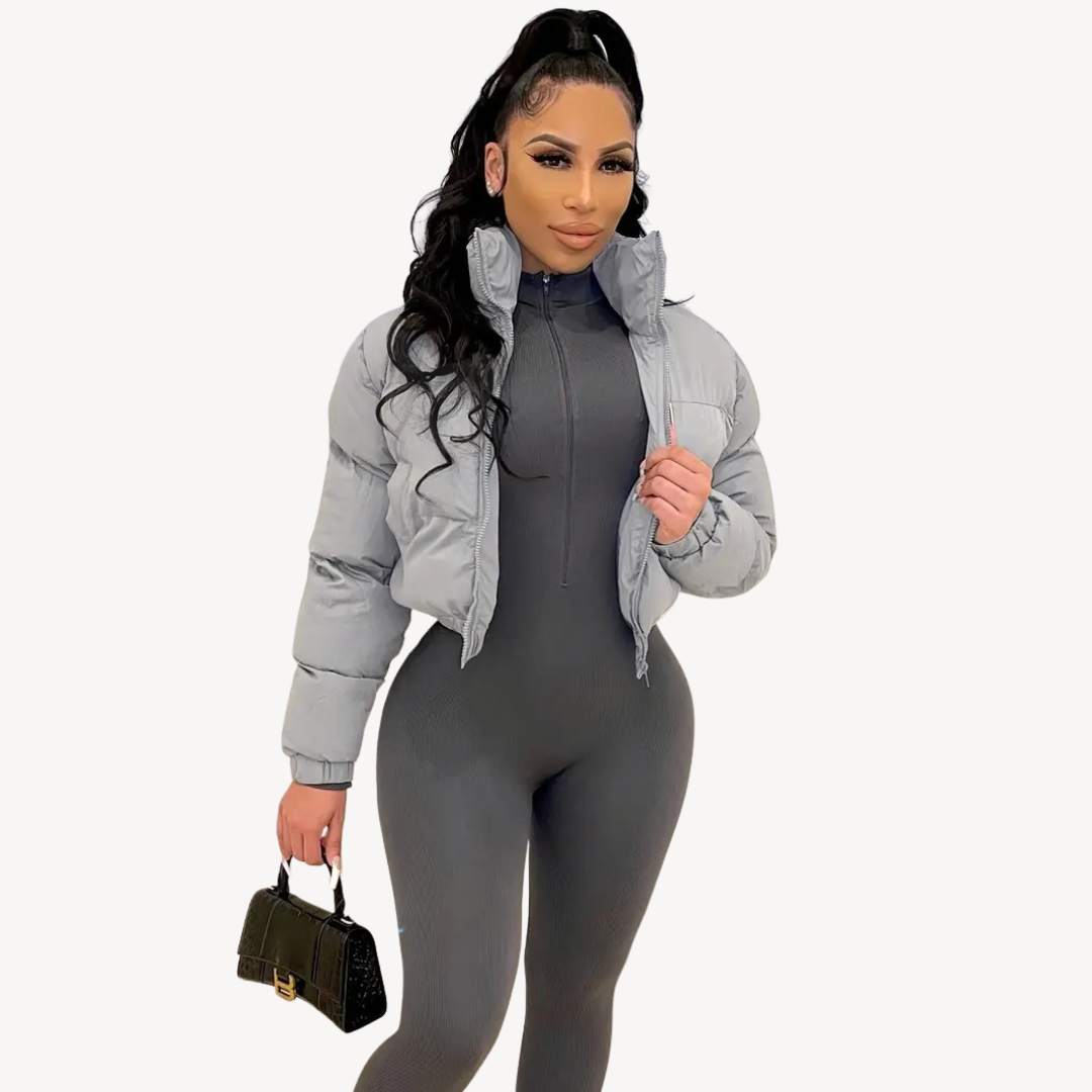 R&B | Damen Cropped Puffer Zip Jacke
