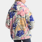 R&B | Warmer Damenmantel mit Kapuze und Blumenmuster
