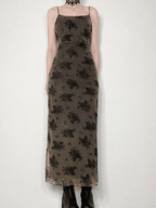 R&B | Halloween Doppellagen Blumen Slip Maxi Kleid
