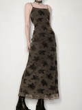 R&B | Halloween Doppellagen Blumen Slip Maxi Kleid