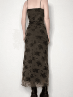 R&B | Halloween Doppellagen Blumen Slip Maxi Kleid