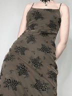R&B | Halloween Doppellagen Blumen Slip Maxi Kleid