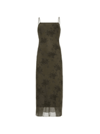 R&B | Halloween Doppellagen Blumen Slip Maxi Kleid