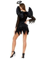 R&B| Halloween Flügel schwarzes Engel Kostüm Erwachsene