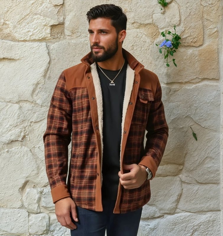 R&B | Outdoor Flanelljacke Im Holzfäller-Stil mit Fleece - Freizeit- und Arbeitsjacke