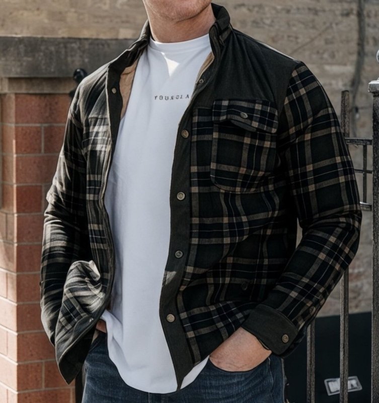 R&B | Outdoor Flanelljacke Im Holzfäller-Stil mit Fleece - Freizeit- und Arbeitsjacke