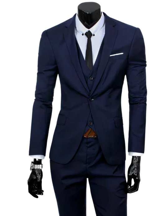 R&B | 3 Teiliger Anzug mit Reverskragen Blazer Ärmelloser Weste und Schmaler Hose