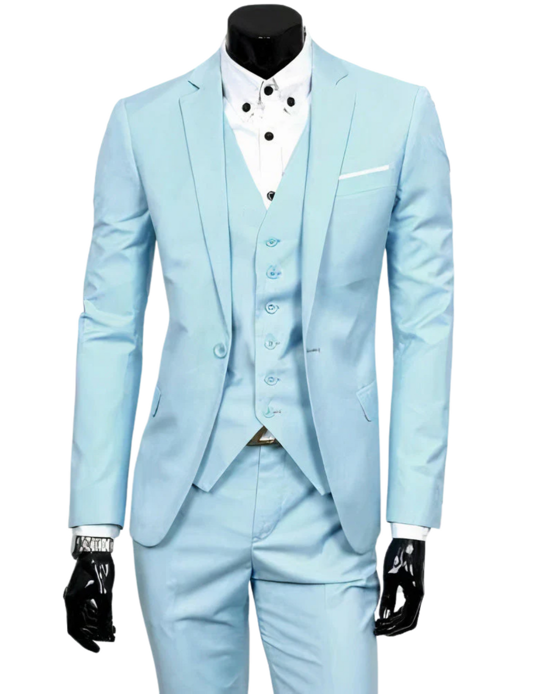 R&B | 3 Teiliger Anzug mit Reverskragen Blazer Ärmelloser Weste und Schmaler Hose
