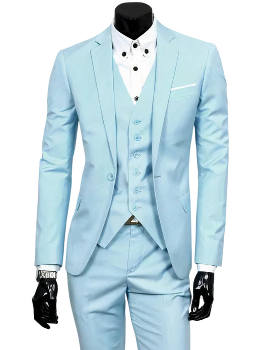 R&B | 3 Teiliger Anzug mit Reverskragen Blazer Ärmelloser Weste und Schmaler Hose