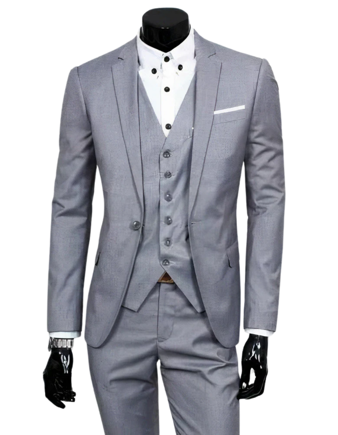 R&B | 3 Teiliger Anzug mit Reverskragen Blazer Ärmelloser Weste und Schmaler Hose
