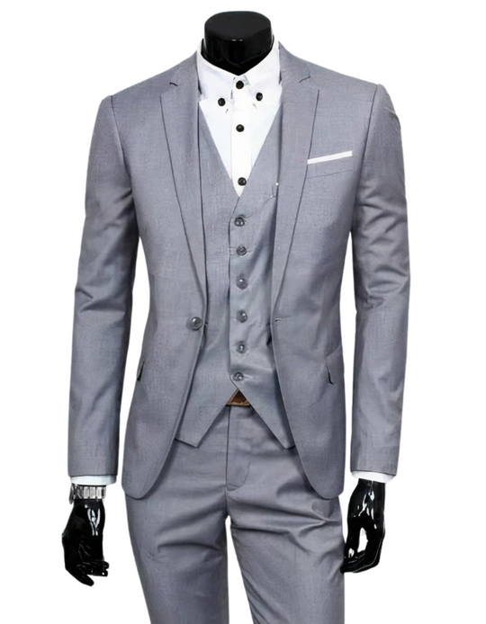 R&B | 3 Teiliger Anzug mit Reverskragen Blazer Ärmelloser Weste und Schmaler Hose