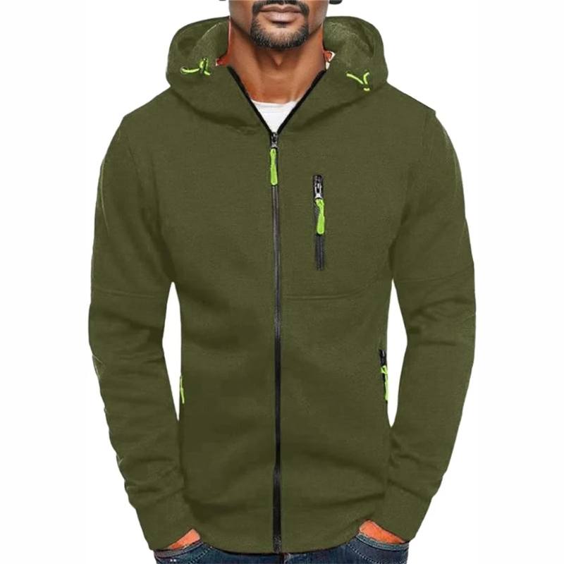 Heidi-Mode | Herren Kapuzenpulli mit Reißverschluss Schwarz Kapuzenpullover