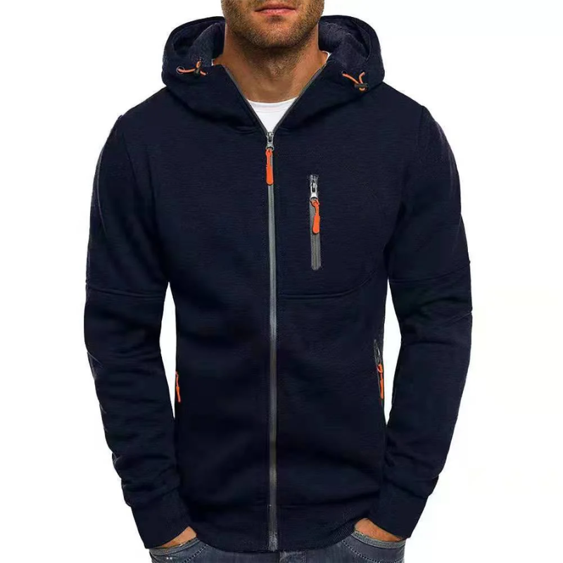 Heidi-Mode | Herren Kapuzenpulli mit Reißverschluss Schwarz Kapuzenpullover