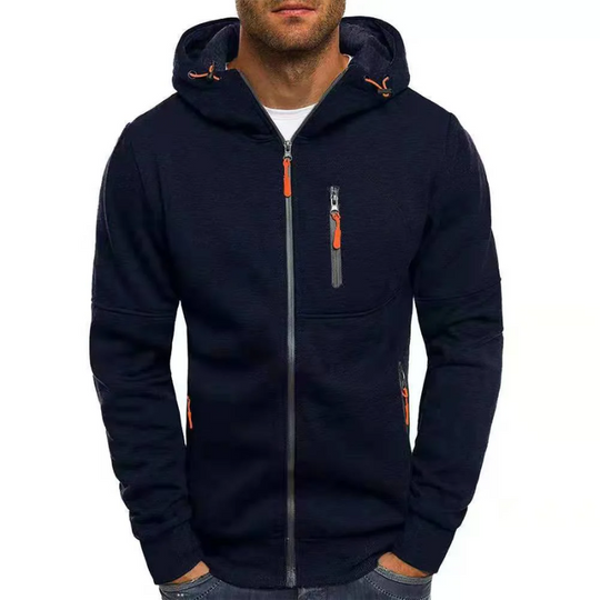 Heidi-Mode | Herren Kapuzenpulli mit Reißverschluss Schwarz Kapuzenpullover
