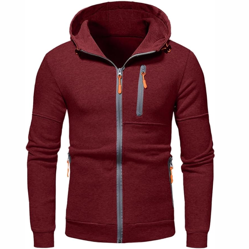 Heidi-Mode | Herren Kapuzenpulli mit Reißverschluss Schwarz Kapuzenpullover