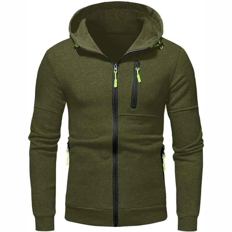 Heidi-Mode | Herren Kapuzenpulli mit Reißverschluss Schwarz Kapuzenpullover