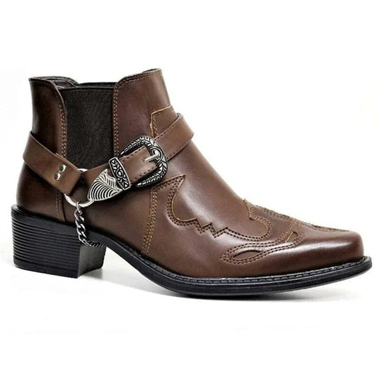 R&B | Herren Westernstiefel Schwarz Leder