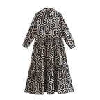 R&B | Langärmliges Kleid Mit Geometrischem Muster