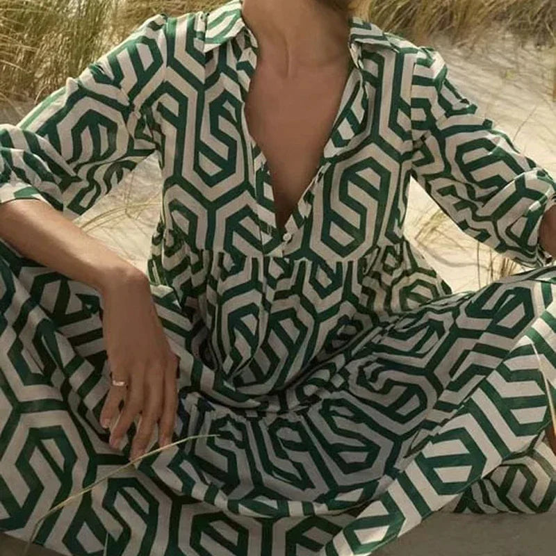 R&B | Langärmliges Kleid Mit Geometrischem Muster