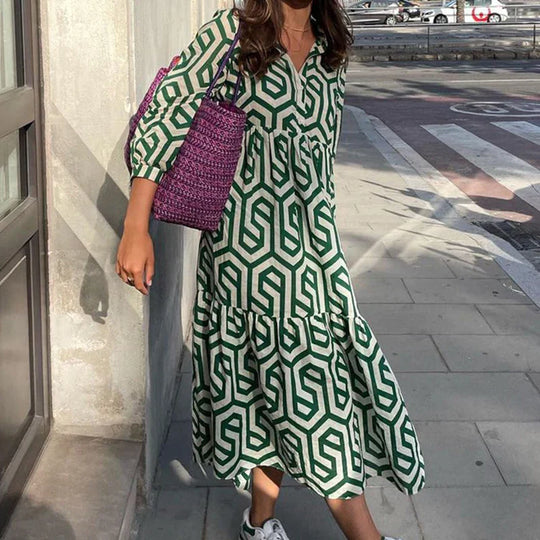 R&B | Langärmliges Kleid Mit Geometrischem Muster