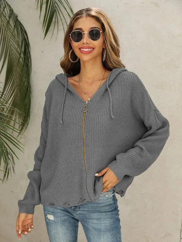 R&B | Hole Frauen Strickjacke Pullover
