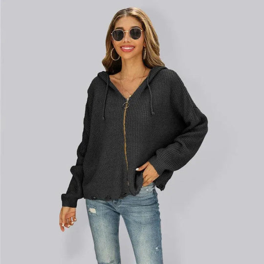 R&B | Hole Frauen Strickjacke Pullover
