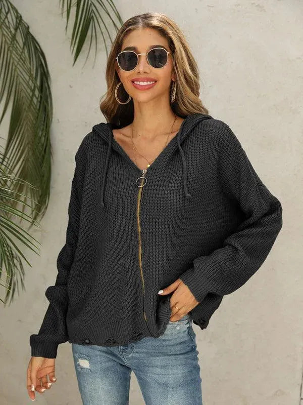 R&B | Hole Frauen Strickjacke Pullover