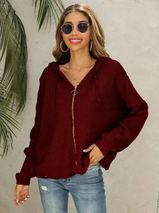 R&B | Hole Frauen Strickjacke Pullover
